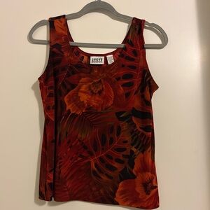 Chico's Red and Orange Floral Tank Top